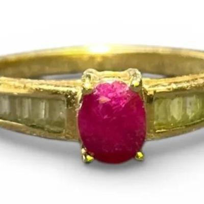 14k Gold Ruby & Diamond Ring