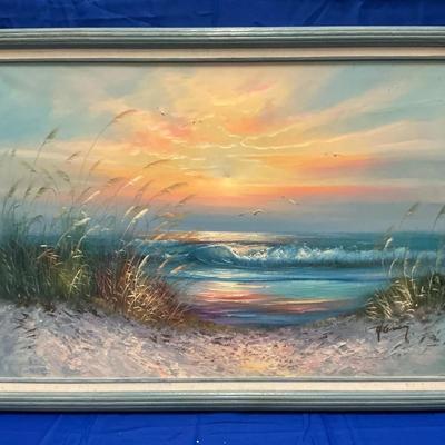 Sunset Beach Scene Painting 28.5"h x 40.75"w