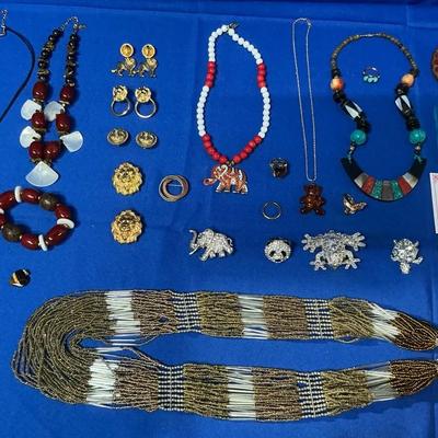 Jewelry Lot With Sterling Silver Necklace And Amber Bear 