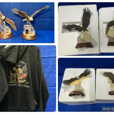 Bradford Exchange 9/11 Eagle Statues & Military Hoodie XXL