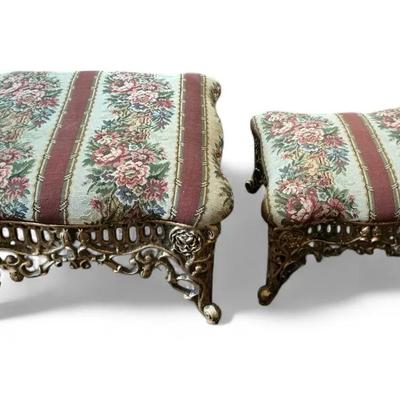 Merritt’s Antiques Cast Iron Framed Footstools 