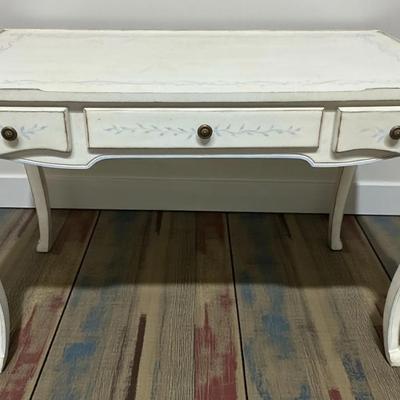 White And Blue Painted Hardwood Desk 