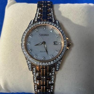 Citizen CZ Bezel Embellished Ladies Rose Gold Watch 