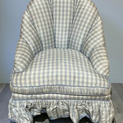 Blue And White Silk Blend slipper Chair
