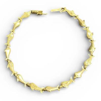14k Yellow Gold Dolphin Bracelet (Broken Clasp)