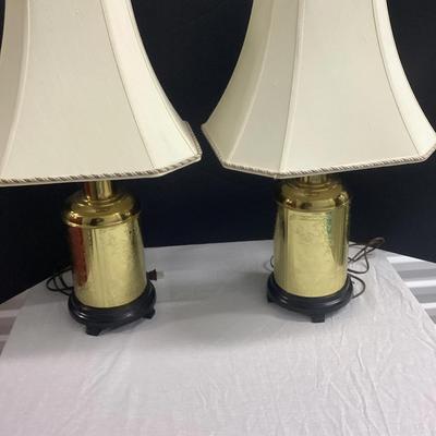 Pair Of Embossed Metal Lamps