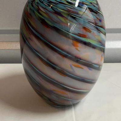 Hand Made Glass Swirl Vase