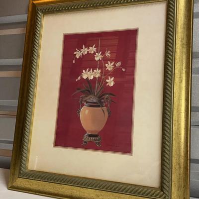 Gold Tone Framed Floral Print By Gloria Eriksen