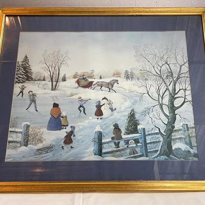 Framed & Matted Winter Scene Print By Martha Cahoon