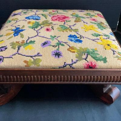 Eastern Shore Upholstery Foot Stool with Petit Point