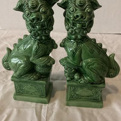 Set Of Two Green Foo Dogs