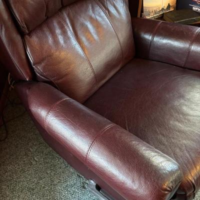 Authentic brown leather recliner chair