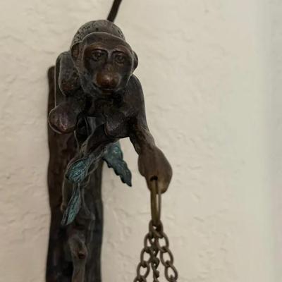 Monkey Wall-Mounted Hanging Basket with Chain & Bowl