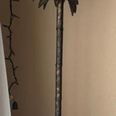 Palm Tree Motif Metal Floor Lamp with Shade