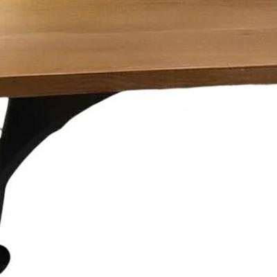 Modern Wood Executive Desk with Curved Black Metal Legs