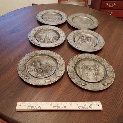 Bicentennial "WE ARE ONE" Commemorative Pewter Plates (1776-1976) Limited Edition Complete Set of 6