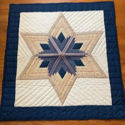 Hand-Quilted Amish Star Wall Hanging – 34" x 37" – Intricate Echo Quilting & Signature
