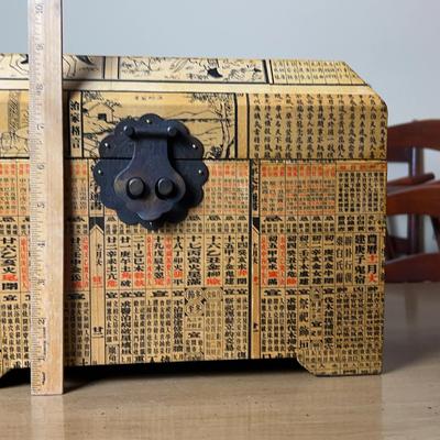 Oriental Arts Ltd. - Vintage Chinese Decorative Medical Chest – Paper-Wrapped Wood w/ Brass Hardware