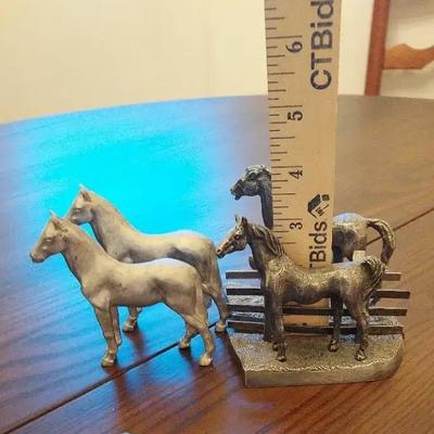 Vintage Pewter-Style Miniature Horse Figurine Collection – Set of 4 – Highly Detailed