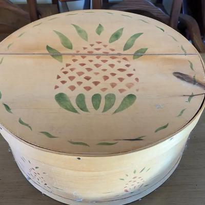 Vintage Briar Patch Crafts Bentwood Box - Stenciled Pineapple Folk Art - Troy, NH
