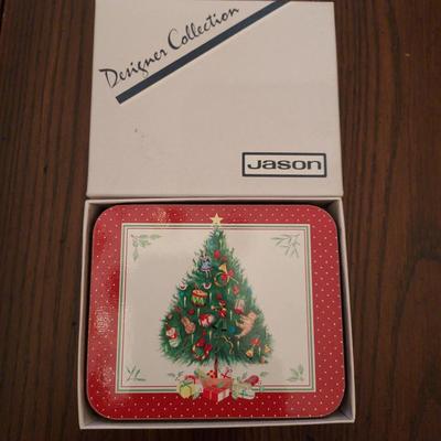 Vintage Jason New Zealand Christmas Tree Coasters - Set of 6 - Designer Collection - Original Box