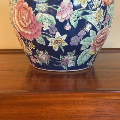 Chinese Famille Rose Millefleur Porcelain Jardiniere / Fish Bowl Planter Vintage Mid-20th Century 