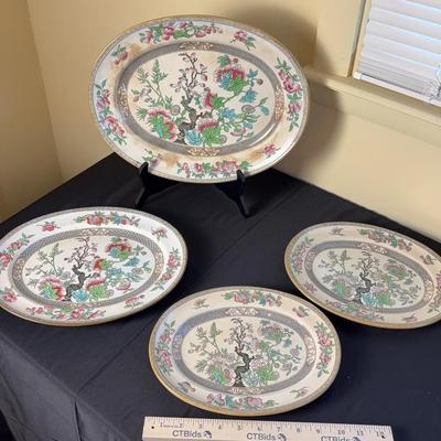 Antique Minton "Indian Tree" (4) Graduated Oval Platters – Circa 1880s
