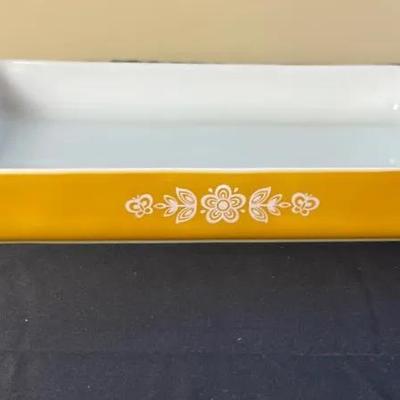 Vintage Pyrex Butterfly Gold 933 Rectangular Baker Roaster Pan