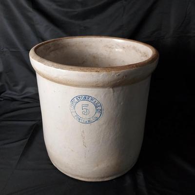 Vintage Pacific Stoneware Co. 5-Gallon Crock – Portland, Oregon – Blue Cobalt Stamp