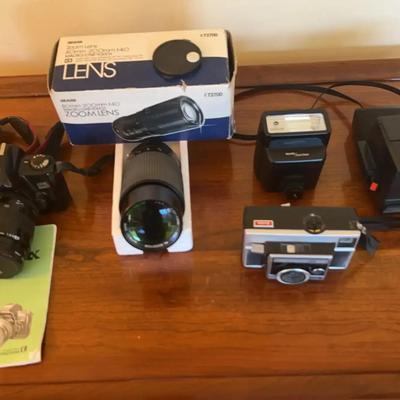 Vintage Camera & Lens Estate Lot - Canon EOS, Polaroid, & Accessories