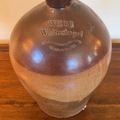 Antique Webb Whitechapel Two-Tone Salt-Glazed Stoneware Flagon - 19th Century
