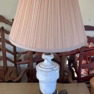 Hollywood Regency White Carved Alabaster Urn Lamp – Vintage Glamour