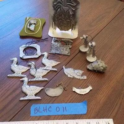 Miscellaneous Pewter Decor Lot - Pineapple Trivet, Geese & Animal Figurines