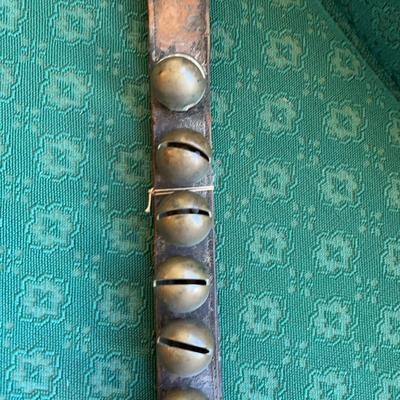 Antique 85" Horse-Drawn Sleigh Bells – 30+ Brass Crotal Bells on Heavy Leather Strap