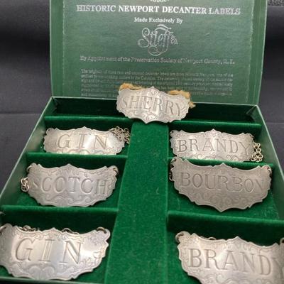 Vintage Stieff Pewter Decanter Labels (+1 extra)