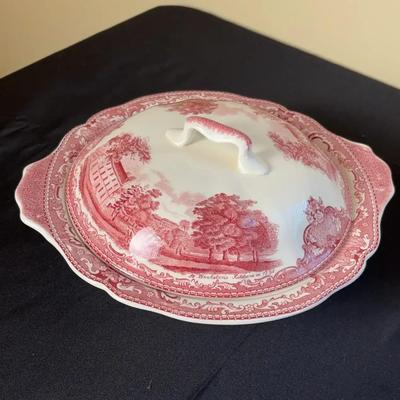 Johnson Brothers "Old Britain Castles" Pink/Red Covered Vegetable Tureen