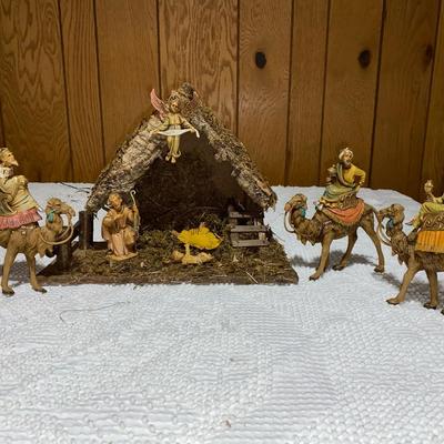 Vintage Italian Nativity Set - Hand-Painted Three Wise Men on Camels & Manger Scene