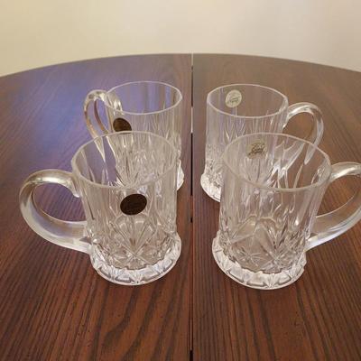 Cristal D'Arques French Lead Crystal Mugs - "Bretagne" Pattern - Lot of 4