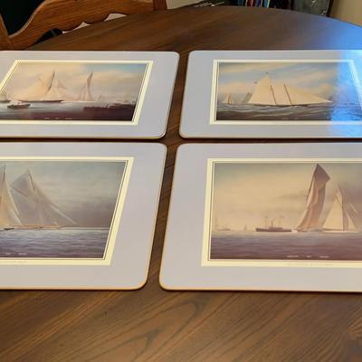 Vintage Cloverleaf UK Maritime Placemat & Coaster Set - 10pc Nautical Sailing Series in Orig. Boxes