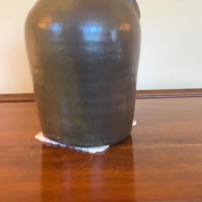 Antique 19th Century Salt-Glazed Stoneware Whiskey Jug – Dark Brown Earth Tones