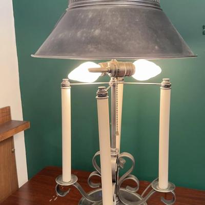 Vintage Brutalist Pewter Finish 4-Light Candelabra Lamp