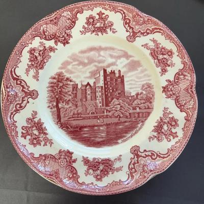 Set of 13 Johnson Brothers "Old Britain Castles" Pink/Red Transferware Dinner Plates