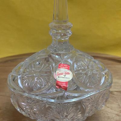Anna Hutte 24% lead crystal candy dish with a steeple lid