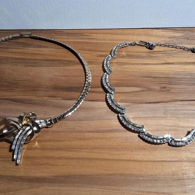 Vintage Signed CORO Necklace and TRIFARI Rhinestone Necklace 