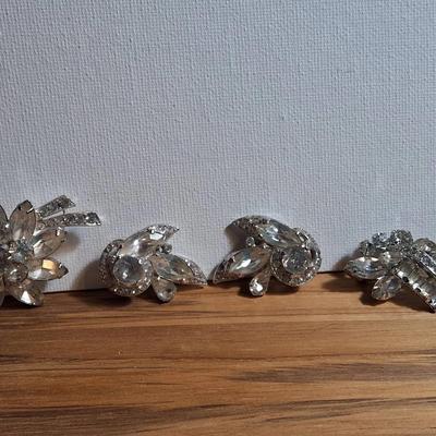 Vintage Eisenberg Rhinestone Brooch and Clip Earring Lot