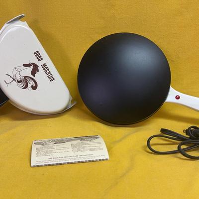 Vintage Nordic Ware “Crepes ’N Things” Electric Crepe Maker & Omelette Pan Set w/ Lid & Instructions