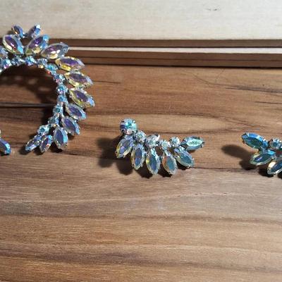 Vintage B. David Floral Brooch and Matching Earrings