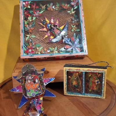 Three Handmade Retablo-Style Folk Art Shrines and Shadow Boxes
