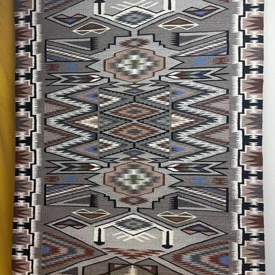 Large Southwestern-Style Woven Rug / Wall Hanging – Geometric Pattern