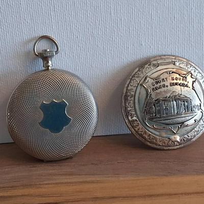 Two Vintage Silver-Tone Ladies’ Compacts with Mirror and Puff